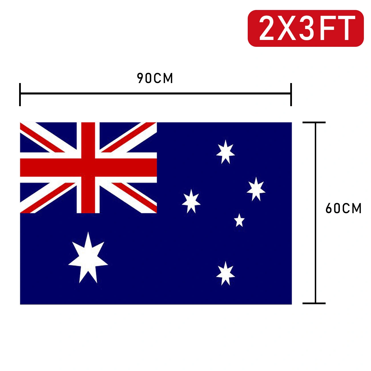 2 Pack Australian Flags 60x90cm (2x3FT), Outdoor Hanging Garden Bunting Banner, National Symbol for Home & Party Decoration view 2
