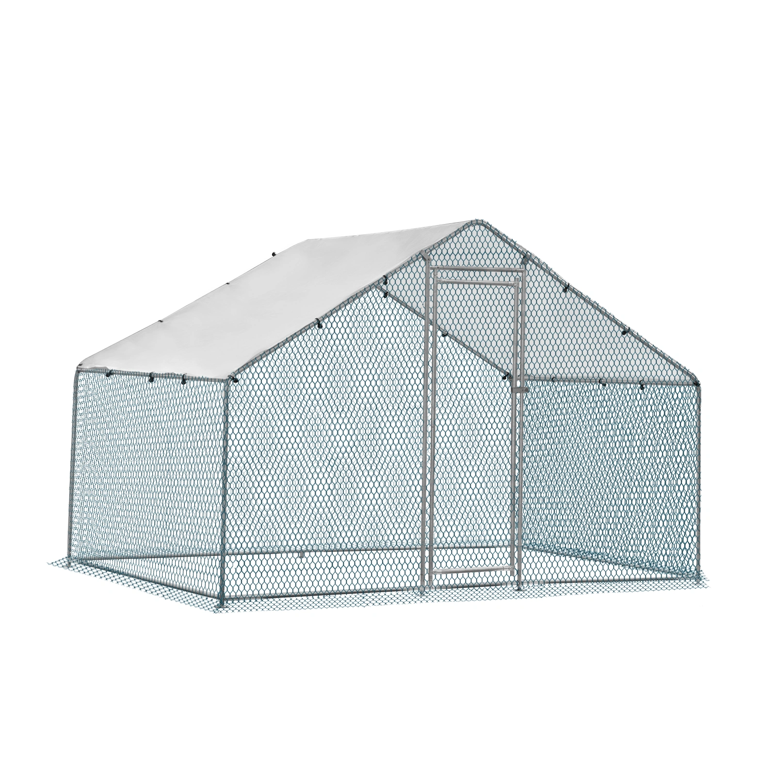 6.5x10 ft Metal Chicken Coop Walk-In Poultry Hen Run House with Waterproof Cover, Outdoor Farm Pen for Rabbits Cats Dogs, Backyard Garden view 2