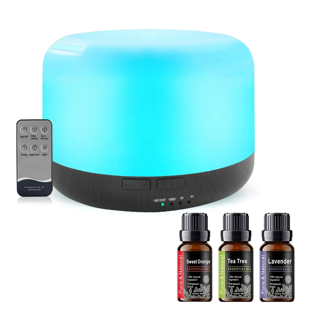 500ml Ultrasonic Essential Oil Diffuser & Humidifier with Remote, Auto-Off Timer, 7 Color Changing Night Light for Home, Office, Yoga