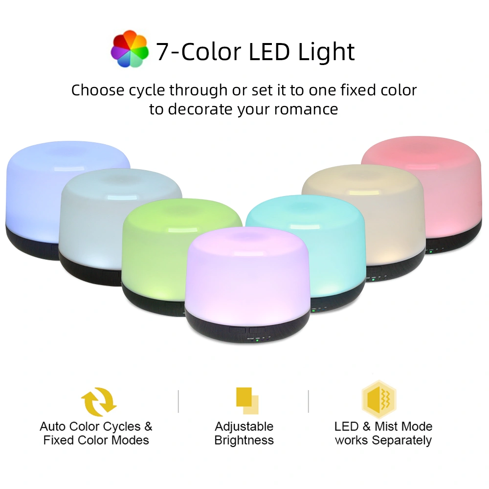 500ml Ultrasonic Essential Oil Diffuser & Humidifier with Remote, Auto-Off Timer, 7 Color Changing Night Light for Home, Office, Yoga view 3