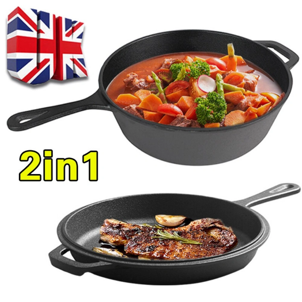 Heavy Cast Iron Dutch Oven Casserole Pot with Lid for Camping, Stews & Skillets view 2