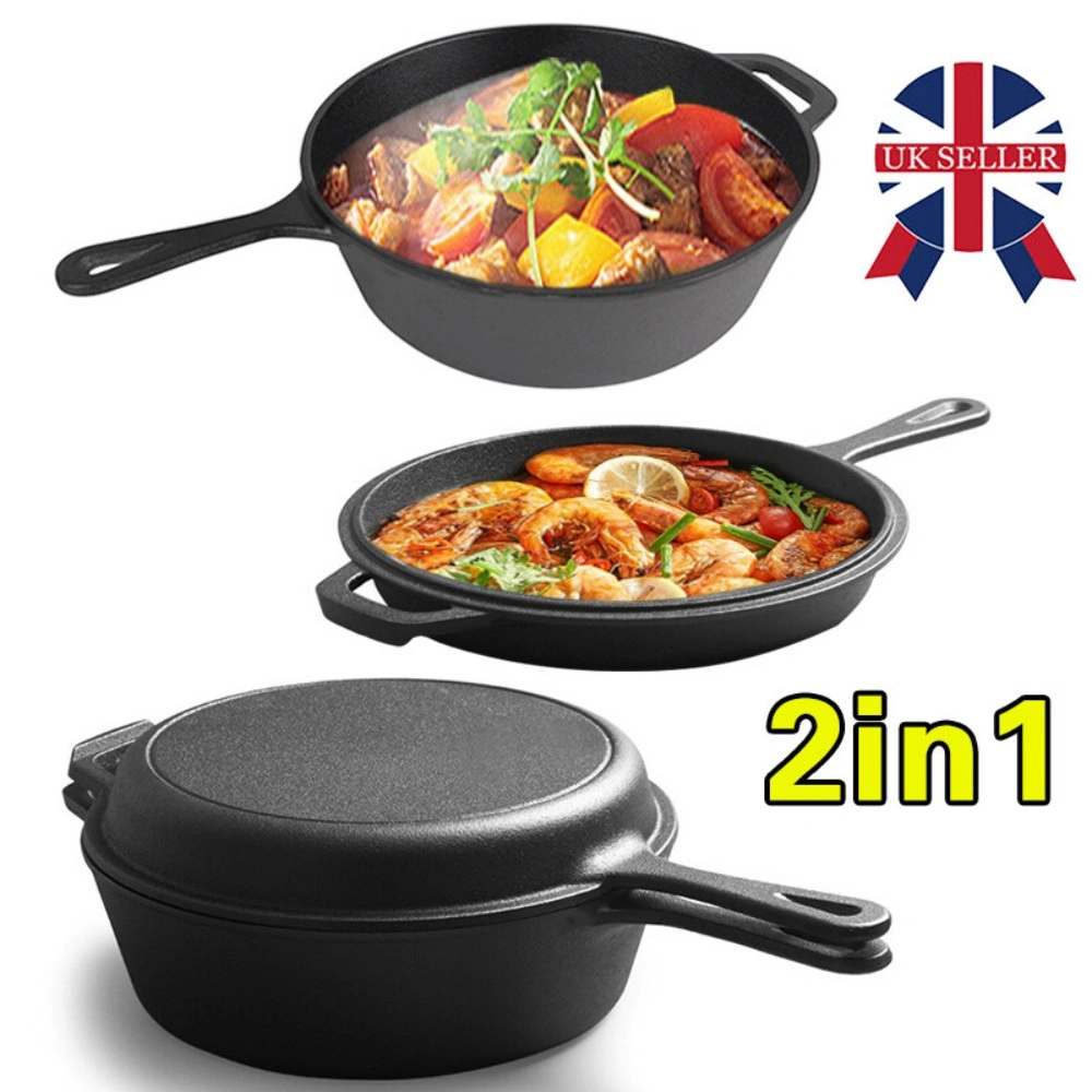 Heavy Cast Iron Dutch Oven Casserole Pot with Lid for Camping, Stews & Skillets view 4