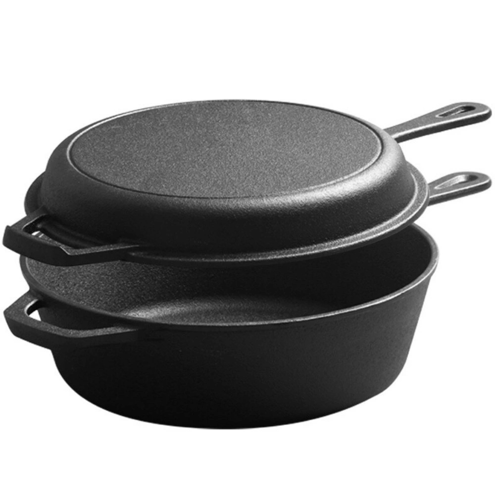 Heavy Cast Iron Dutch Oven Casserole Pot with Lid for Camping, Stews & Skillets view 5