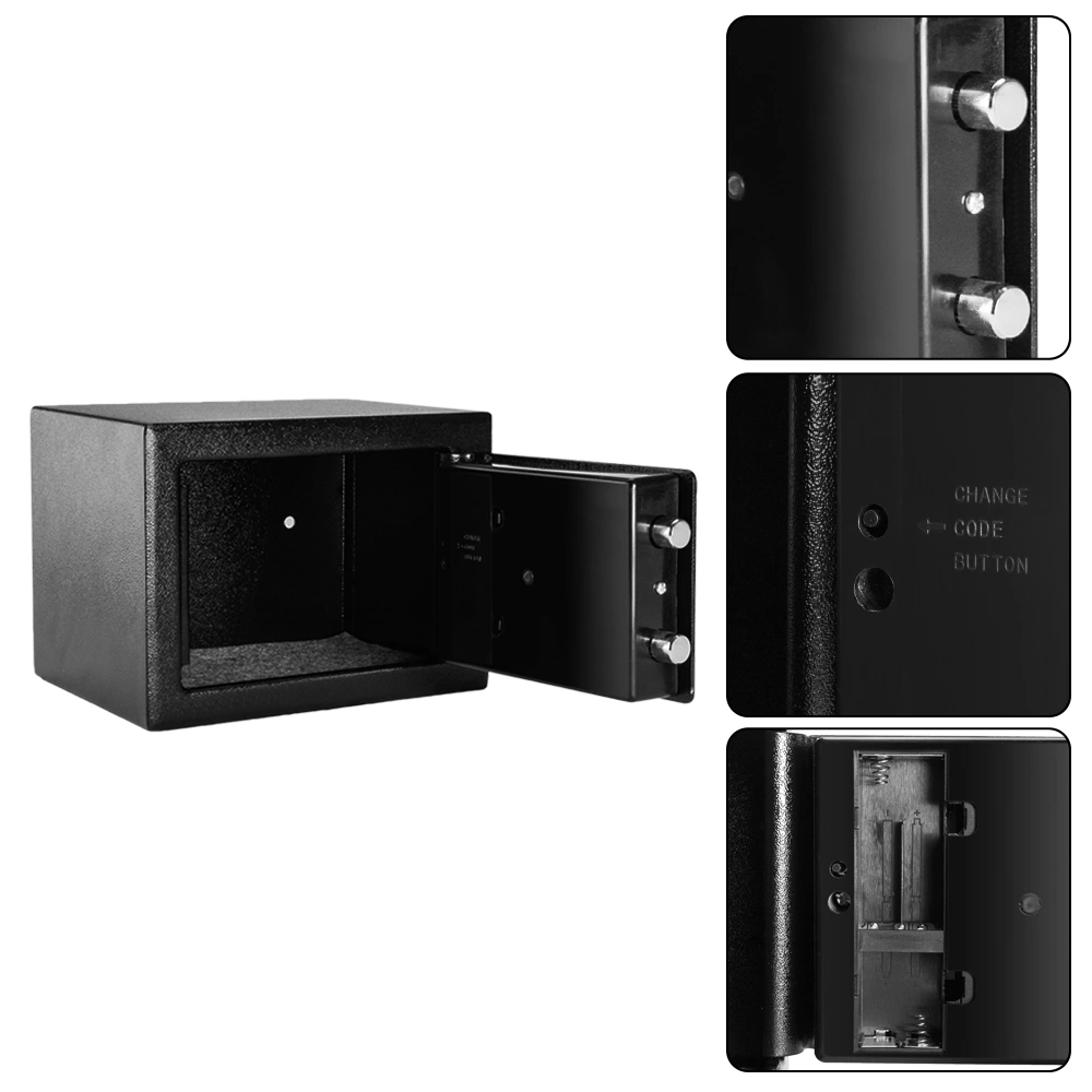 Wall Mount Electronic Code Steel Safe 17EF - Mini Metal Security Box Black view 2