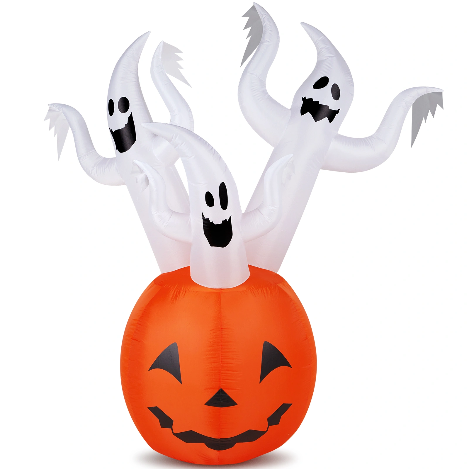 5.9 FT Halloween Inflatable Pumpkin Ghost, Outdoor Yard Decor with Built-in LED Lights, Scary Blow Up Decoration for Lawn Garden Party