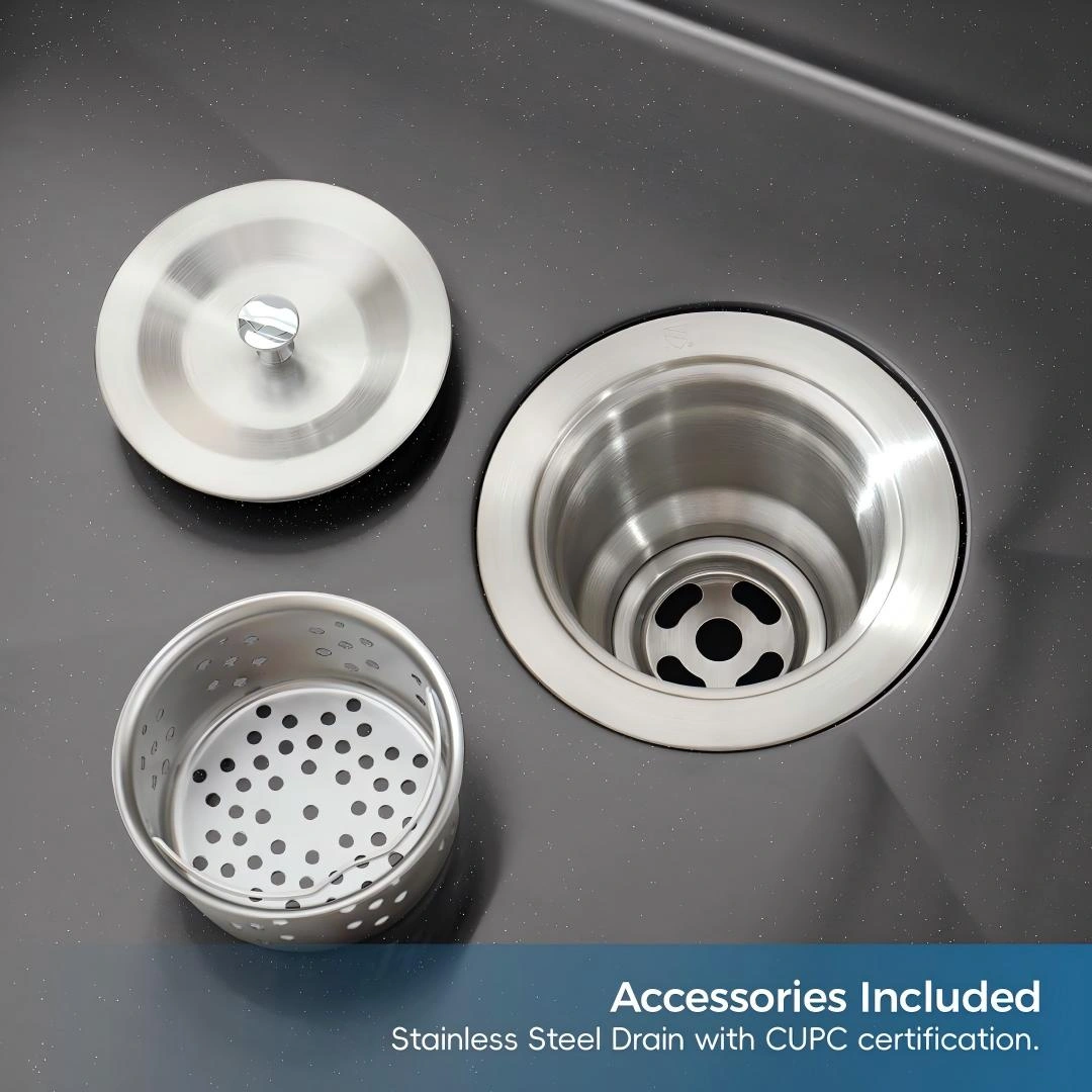 Stainless Steel Kitchen Sink, 32″x19″ Single Bowl, Overmount Handmade Sink in Black, with US Standard Drain and Hook[Unable ship on weekends, TK/TEMU only for pickup, only TX10643 warehouse supports GOFO] view 7