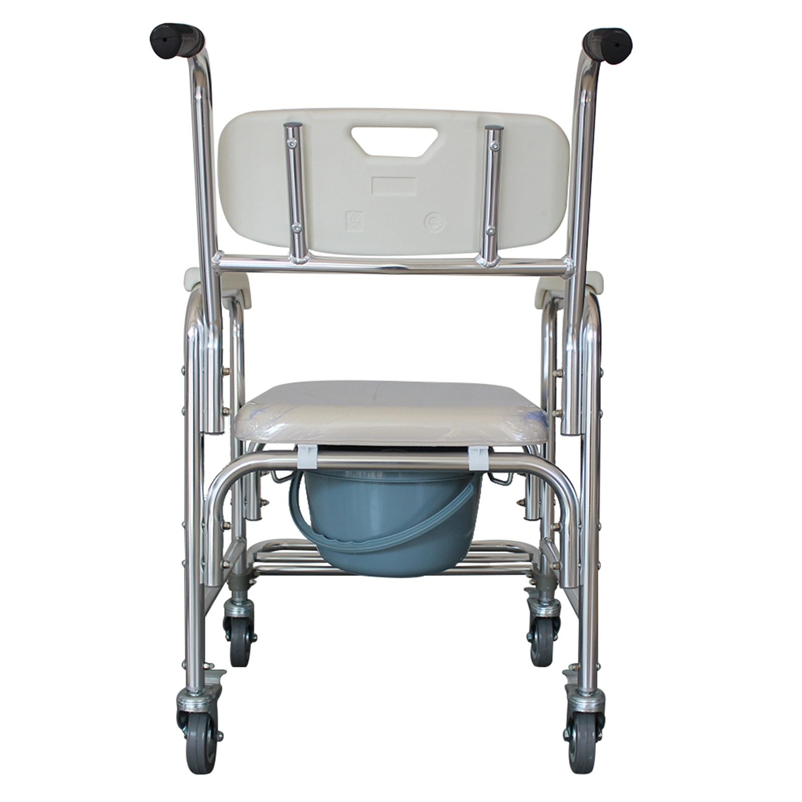Heavy Duty Memory Foam Commode Chair with Toilet Seat, Multifunction Potty Chair for Adults, White Beige view 6