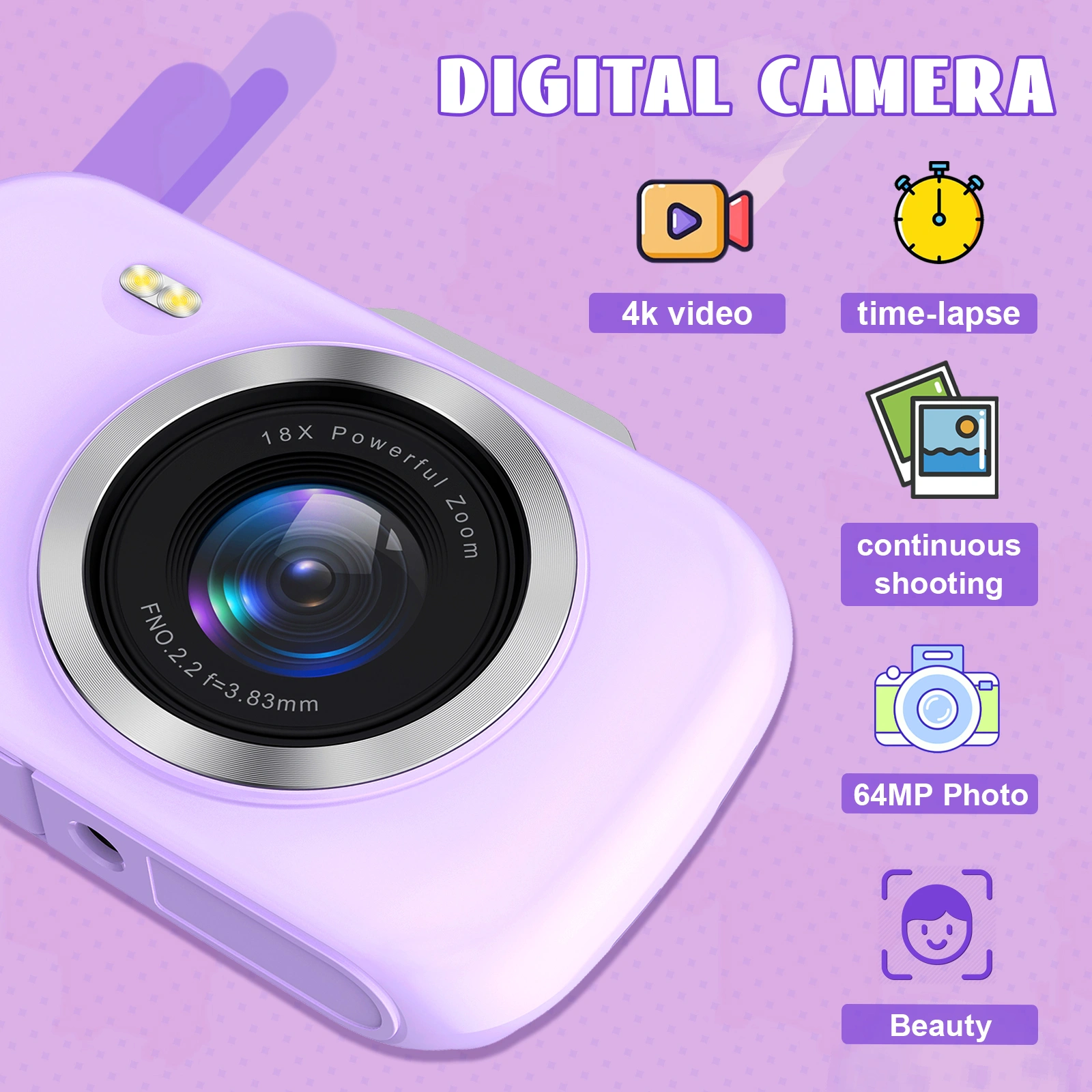 64MP Digital Camera G7, 4K Ultra HD Compact Camera, High Quality Photo & Video Recording for Beginners view 2