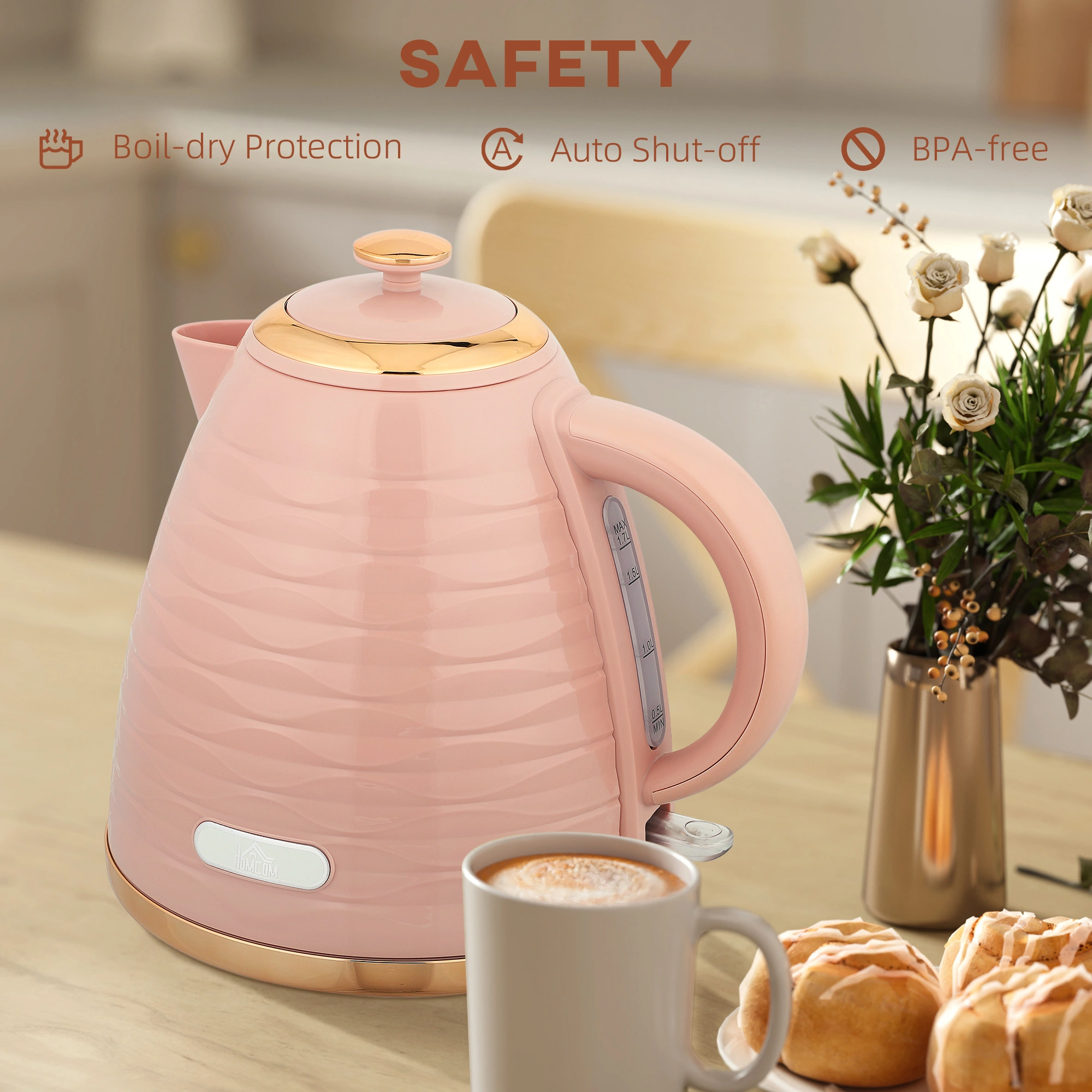 Electric Kettle - 1.7L Stainless Steel Fast Boiling Water Kettle with Auto Shut-Off and Cordless Design view 4
