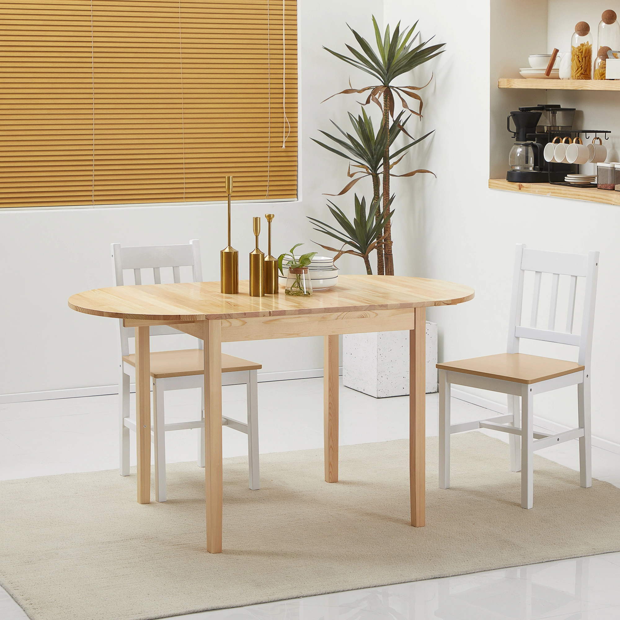 5 Piece Dining Table and Chair Set, Modern Kitchen Table with 4 Chairs, Solid Wood Legs, Space-Saving Design, Rectangular Dining Set for Home Office