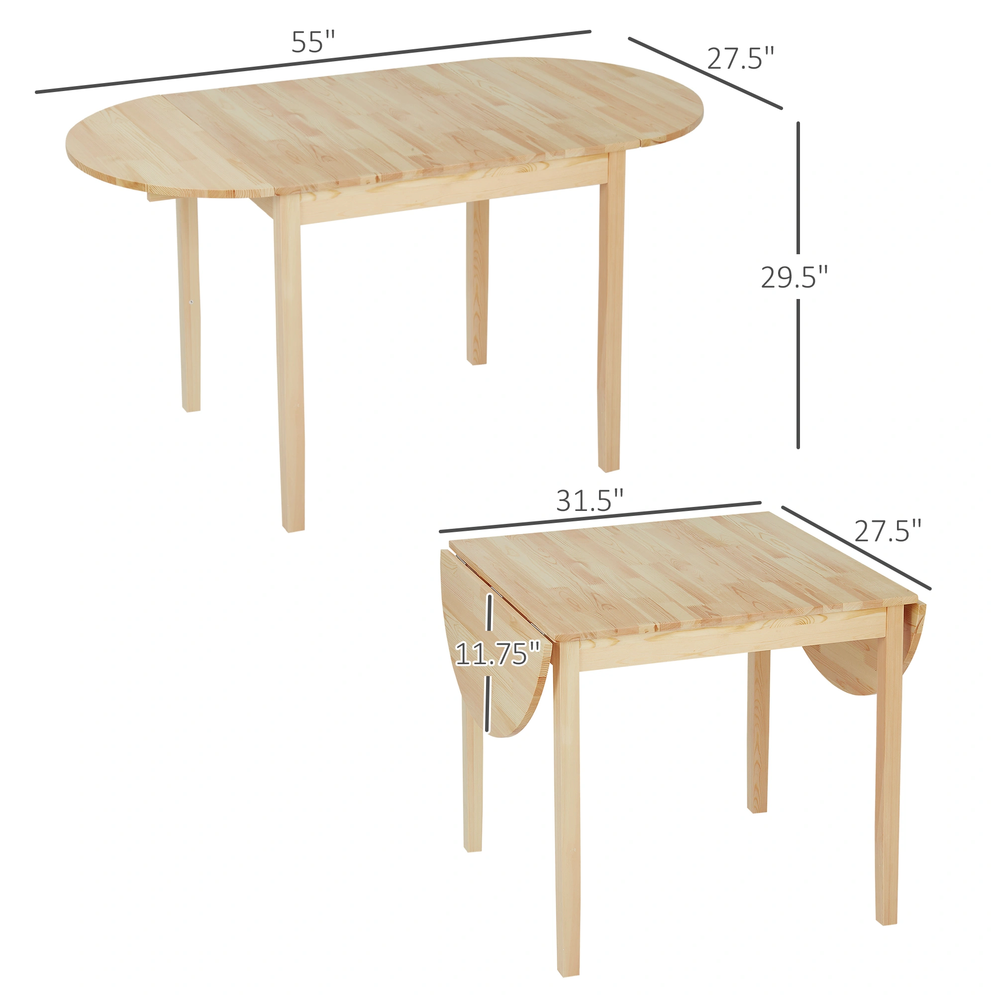 5 Piece Dining Table and Chair Set, Modern Kitchen Table with 4 Chairs, Solid Wood Legs, Space-Saving Design, Rectangular Dining Set for Home Office view 2