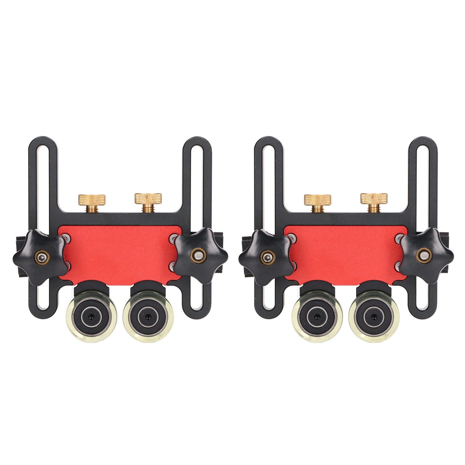 2Pcs Table Saw Feeder Roller, Aluminum Alloy Double Wheel Bearing Featherboard, 5mm Stroke for Woodworking Projects view 4