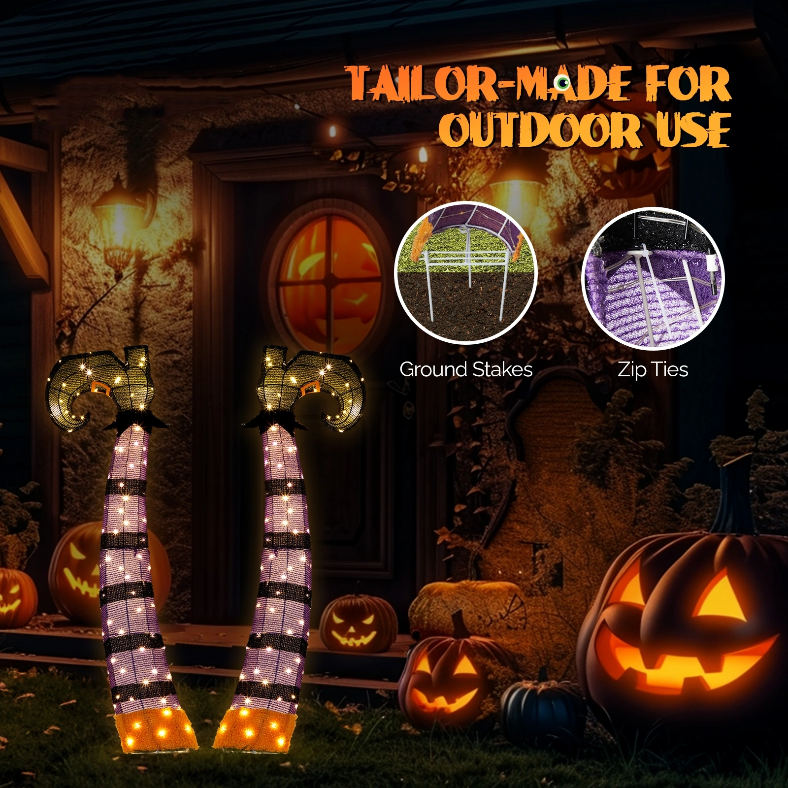 4ft 2D Witch legs Outdoor Halloween Decorations view 9