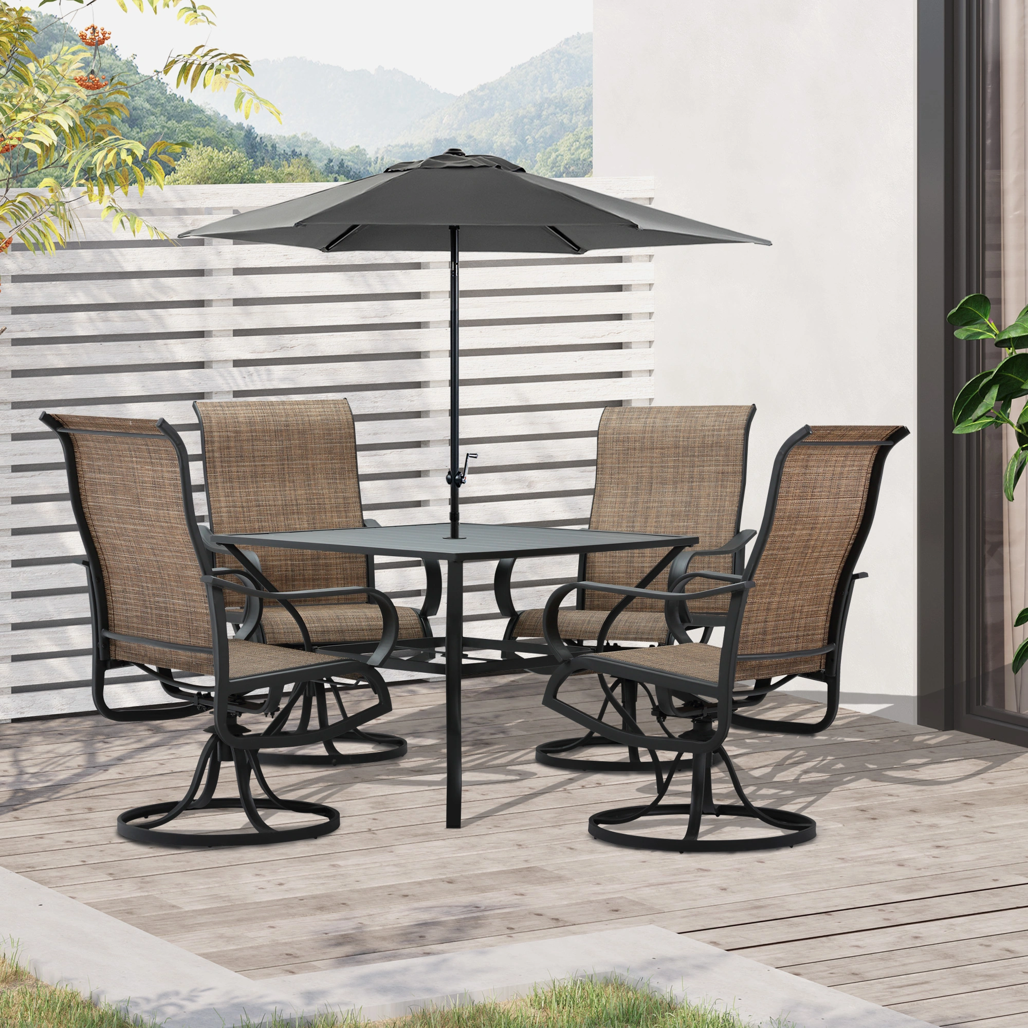Patio Rocking Chair Outdoor Garden Chair - Heavy Duty Resin Wicker Rocker for Deck Yard