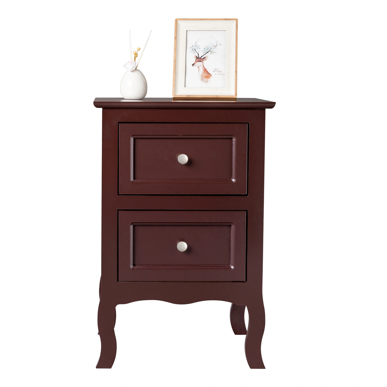 2PCS Country Style Two-Tier Night Stands, Large Size Bedside Tables with Storage Shelf, Wood Finish End Tables for Bedroom view 12