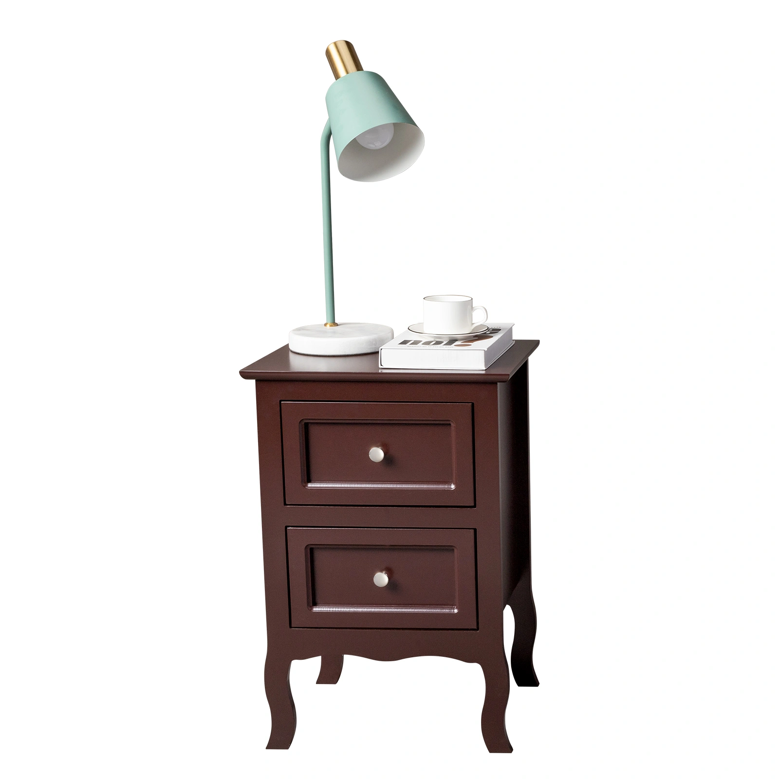 2PCS Country Style Two-Tier Night Stands, Large Size Bedside Tables with Storage Shelf, Wood Finish End Tables for Bedroom view 16