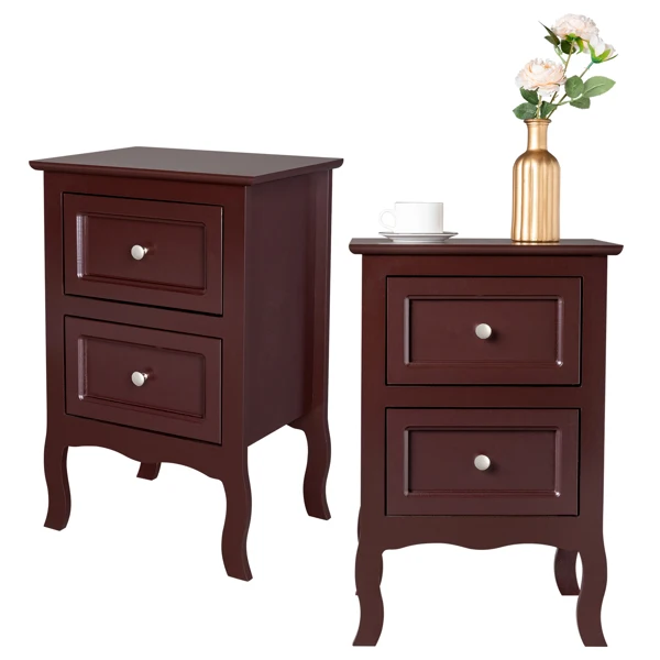 2pcs Country Style Two-Tier Night Tables Large Size Grown view 2