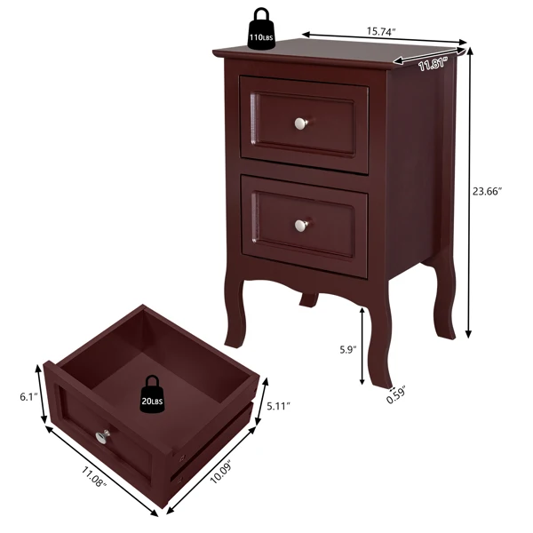 2pcs Country Style Two-Tier Night Tables Large Size Grown view 6
