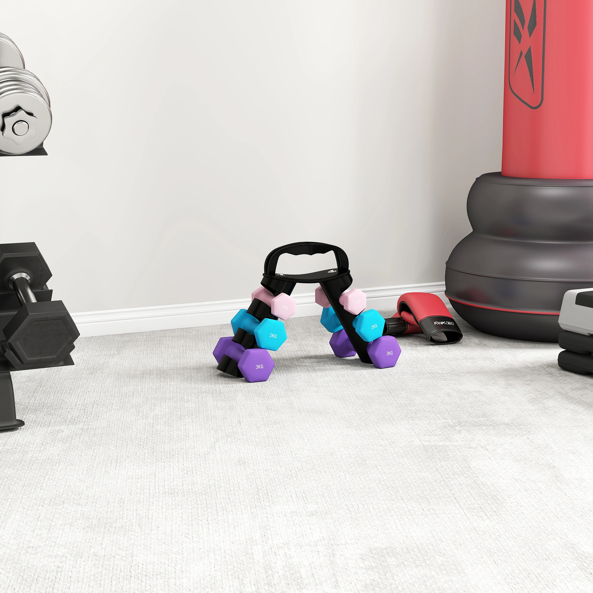 Hex Rubber Dumbbell 5lb, Pair, 5-Pound Weight for Home Gym Strength Training, Non-Slip Handle view 4
