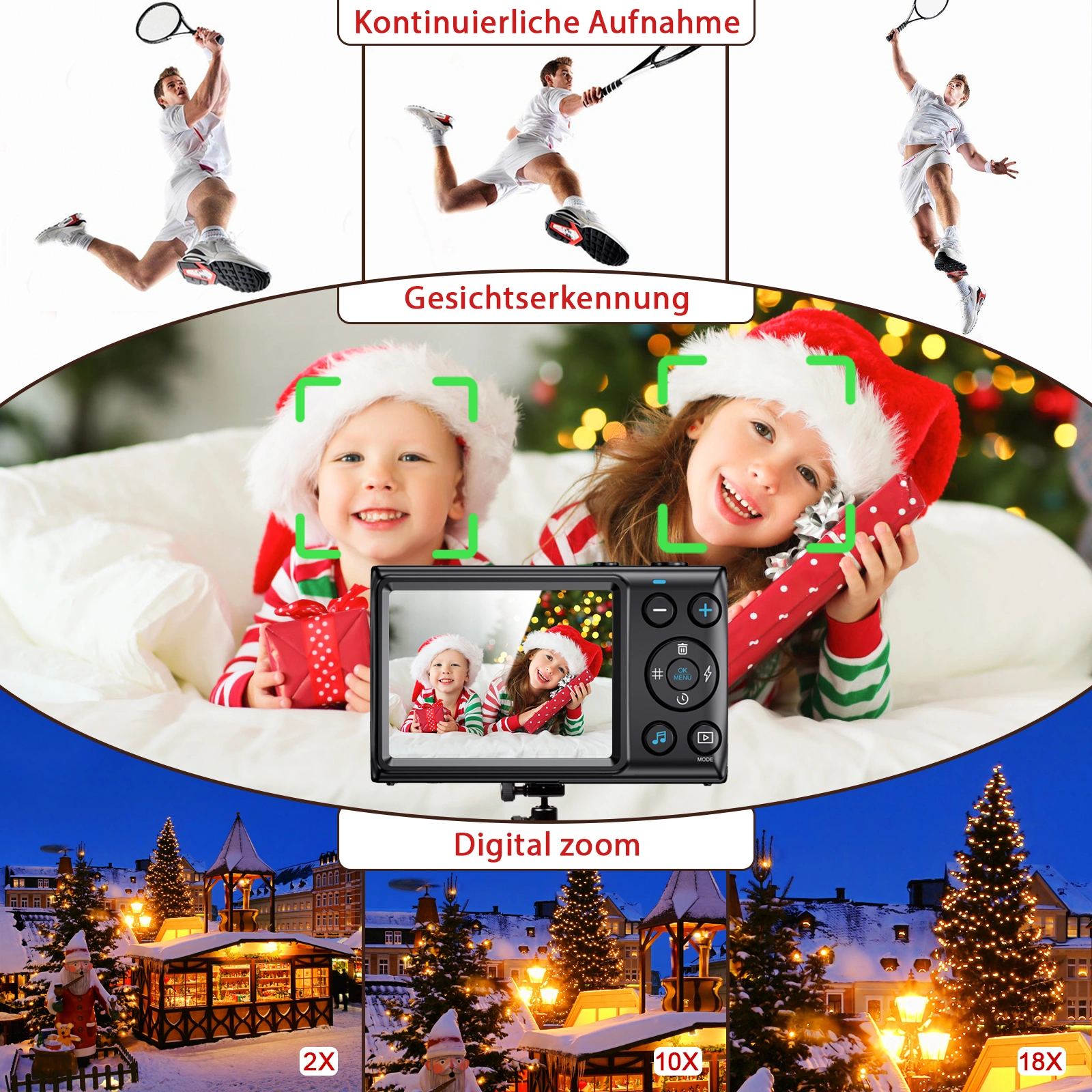 64MP Digital Camera 1080P FHD, 3.0 Inch Screen, 18x Digital Zoom, Portable Compact Camera with 32GB TF Card for Teens Adults Beginners view 5