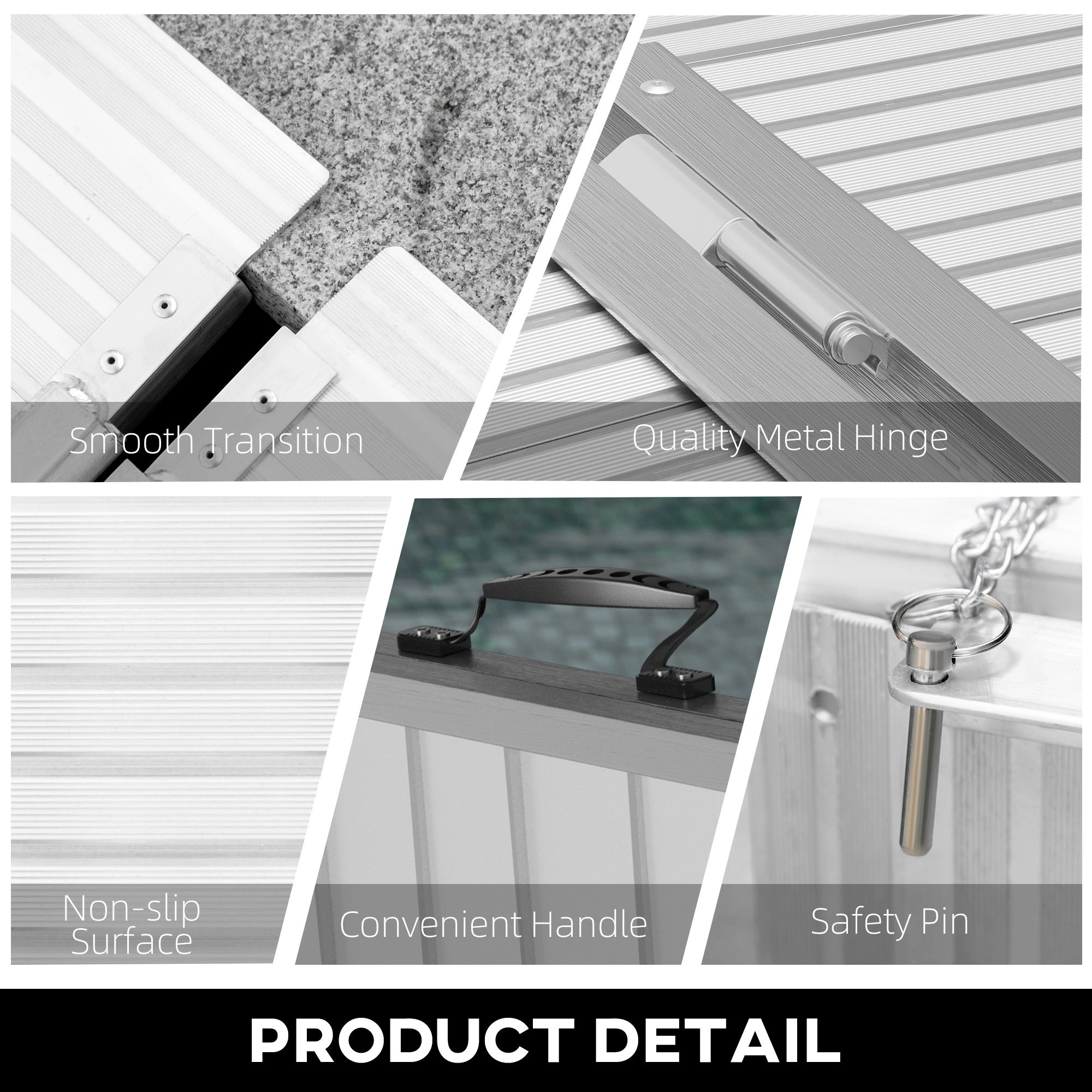Portable Wheelchair Ramp, 5" x 36" Aluminum Rolling Ramp, 800 lbs Capacity, Lightweight Foldable Mobility Ramp for Scooters & Wheelchairs, Non-Slip Surface view 5