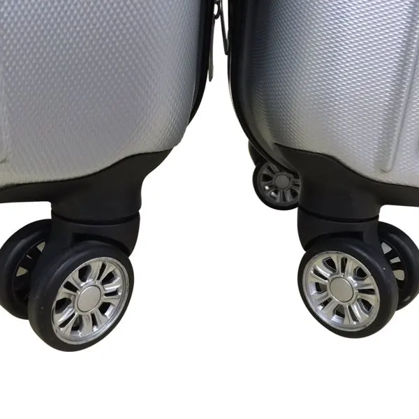 ABS Trolley Case 20in 24in 28in 3PCS Suitcase Set Striped Textured Suitcase Silver Gray view 5
