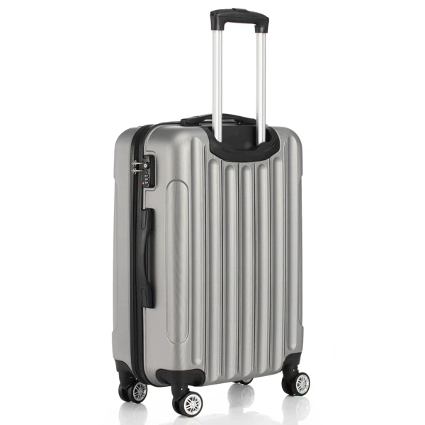 ABS Trolley Case 20in 24in 28in 3PCS Suitcase Set Striped Textured Suitcase Silver Gray view 6