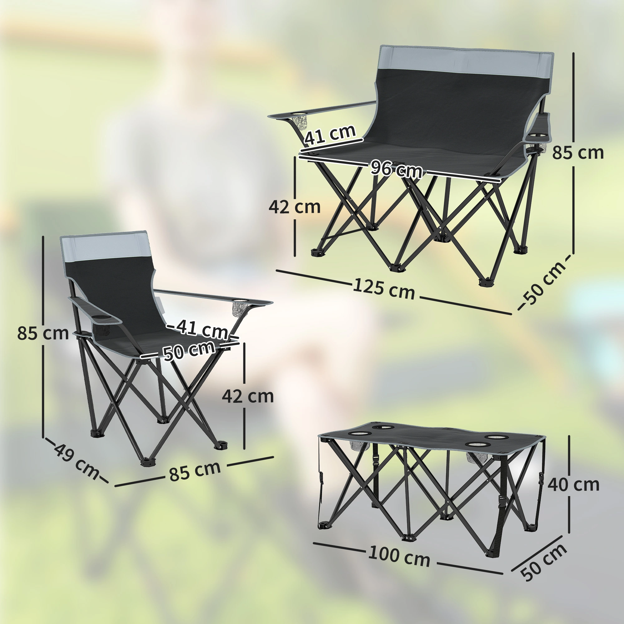 Portable Picnic Table Set - Foldable Outdoor Garden Table & Chairs for Camping & BBQ view 4