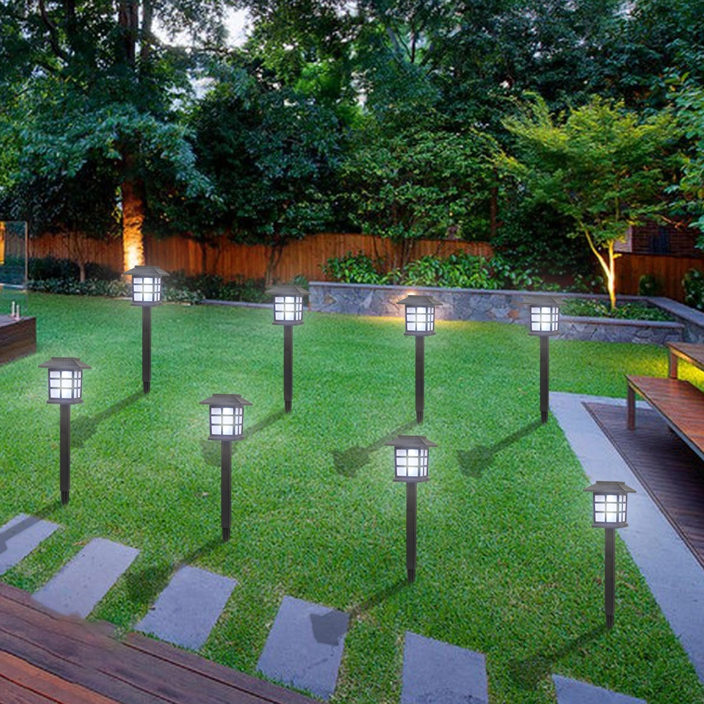 8PCS Solar LED Lantern Lights Outdoor, White Garden Pathway Torch Lights, Waterproof Landscape Lighting for Yard Walkway Patio view 21