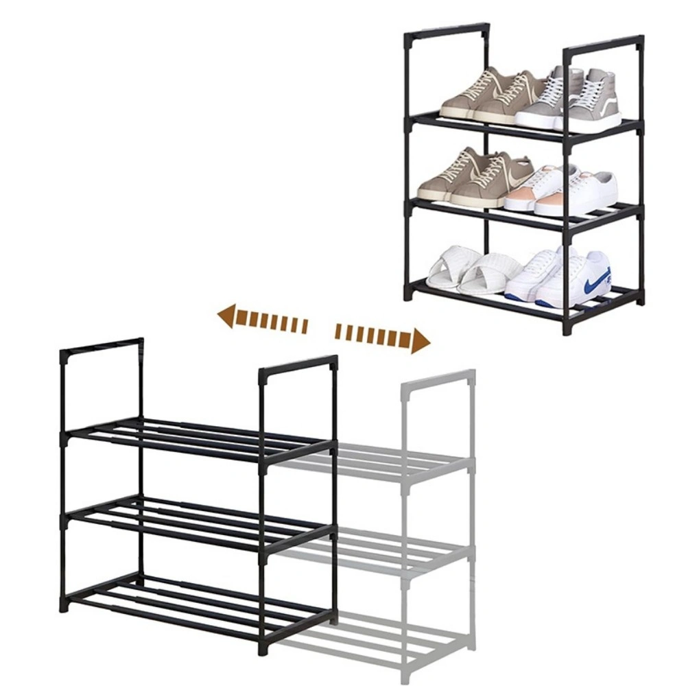 3 Tier Shoe Rack Extendable Storage Organiser, Hallway Shoe Storage Unit, Space Saver Entryway Tidy view 3