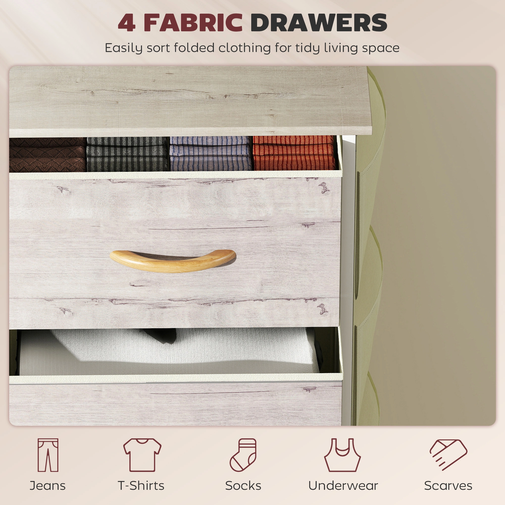 4-Drawer Teak Wood Storage Cabinet 42x18x24 inch Weather-Resistant Gray Outdoor Organizer Model TC-200 Qty 1 view 3