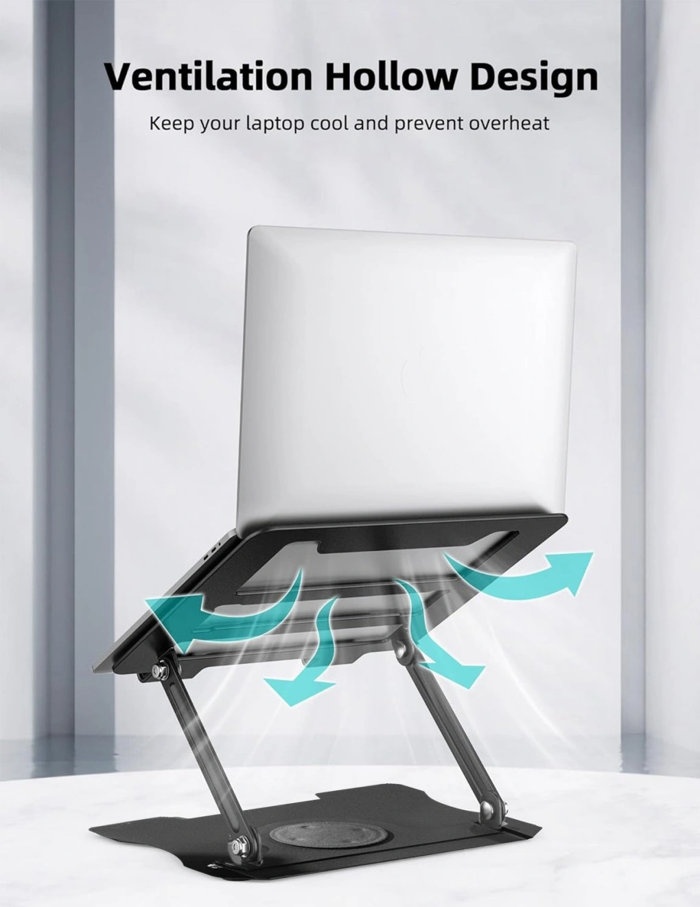 Metal Laptop Stand 360° Adjustable Portable Tablet Riser Bracket Holder for Desk view 4