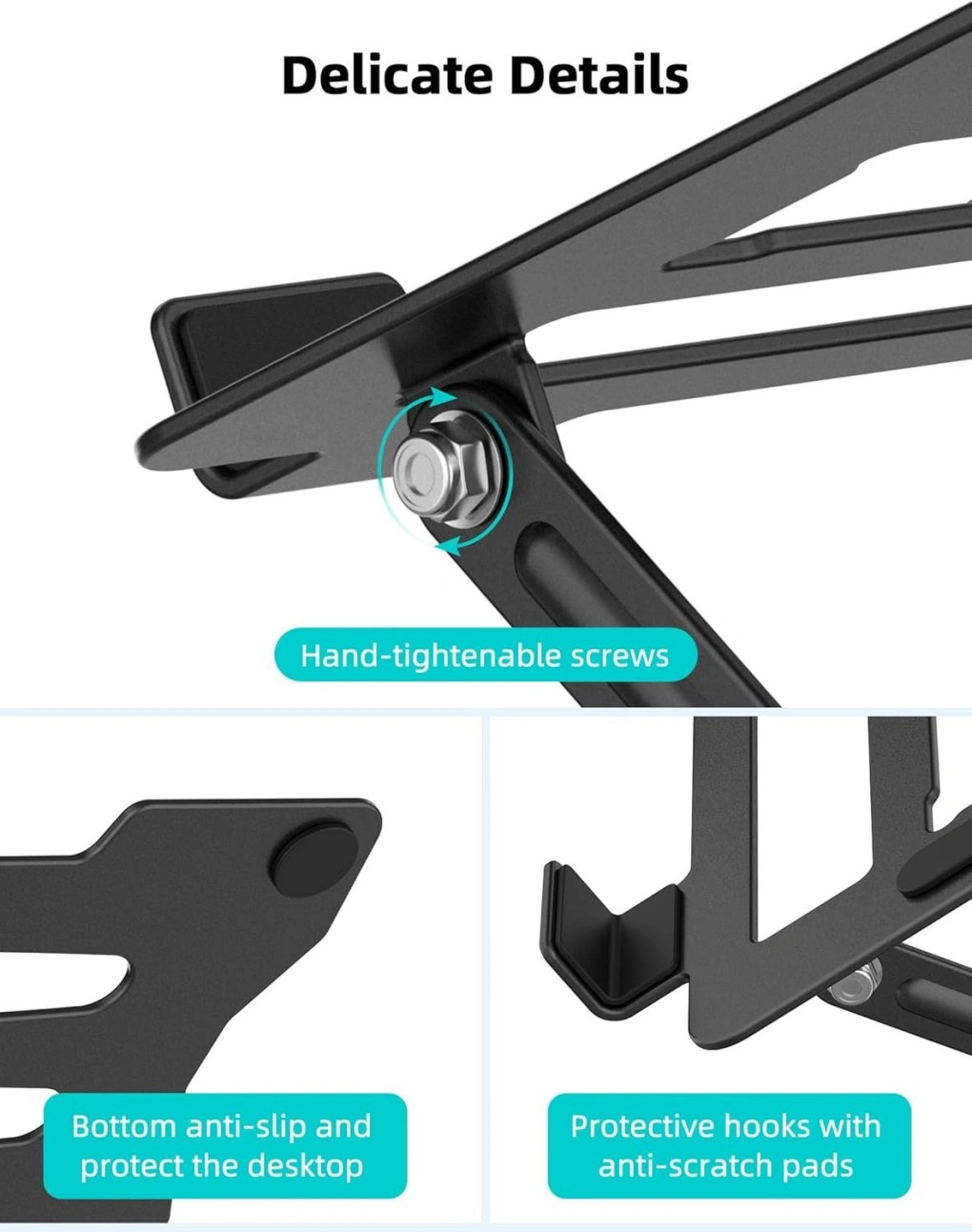 Metal Laptop Stand 360° Adjustable Portable Tablet Riser Bracket Holder for Desk view 5