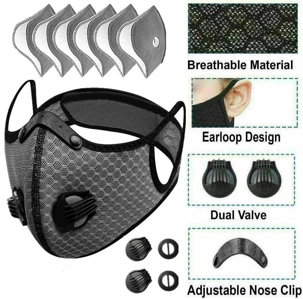 Reusable Half Face Mask with Filter - Grey Cycling Outdoor Sport Protection view 5
