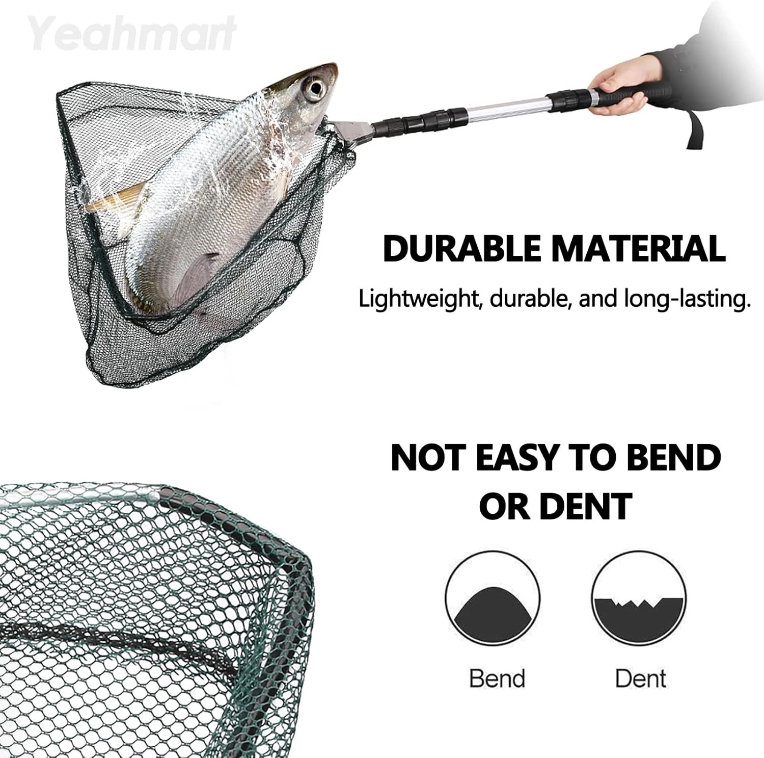 Telescopic Fishing Landing Net - Folding Extendable Angling Net for Trout, Carp & Sea Fishing view 5
