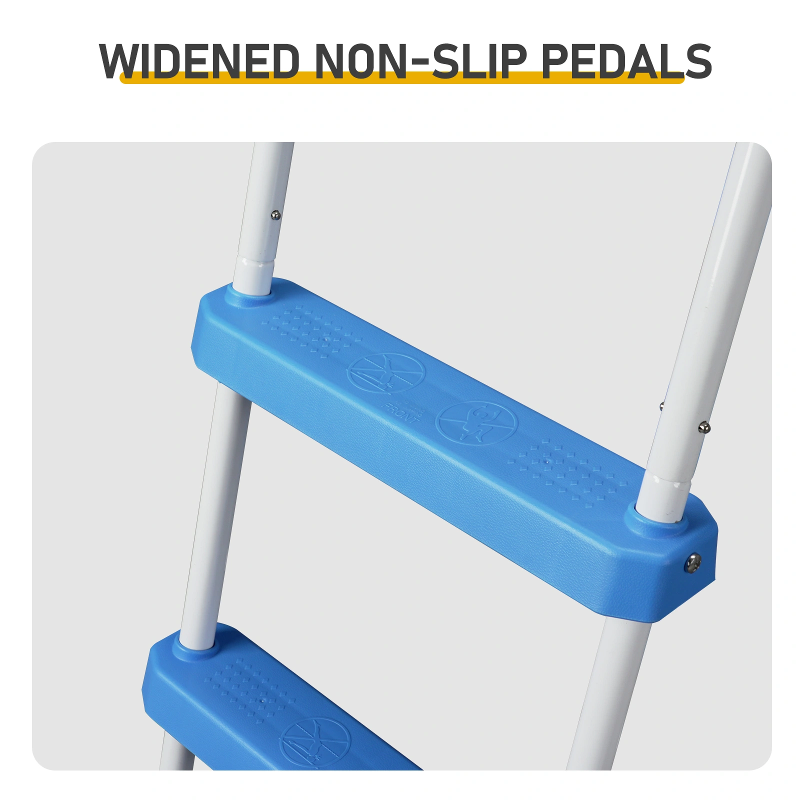 3-Step 42" Above Ground Pool Ladder with Entry Mat, Iron Frame in White & Blue, Non-Slip Safety Pool Steps for In-Ground & Above Ground Pools view 5