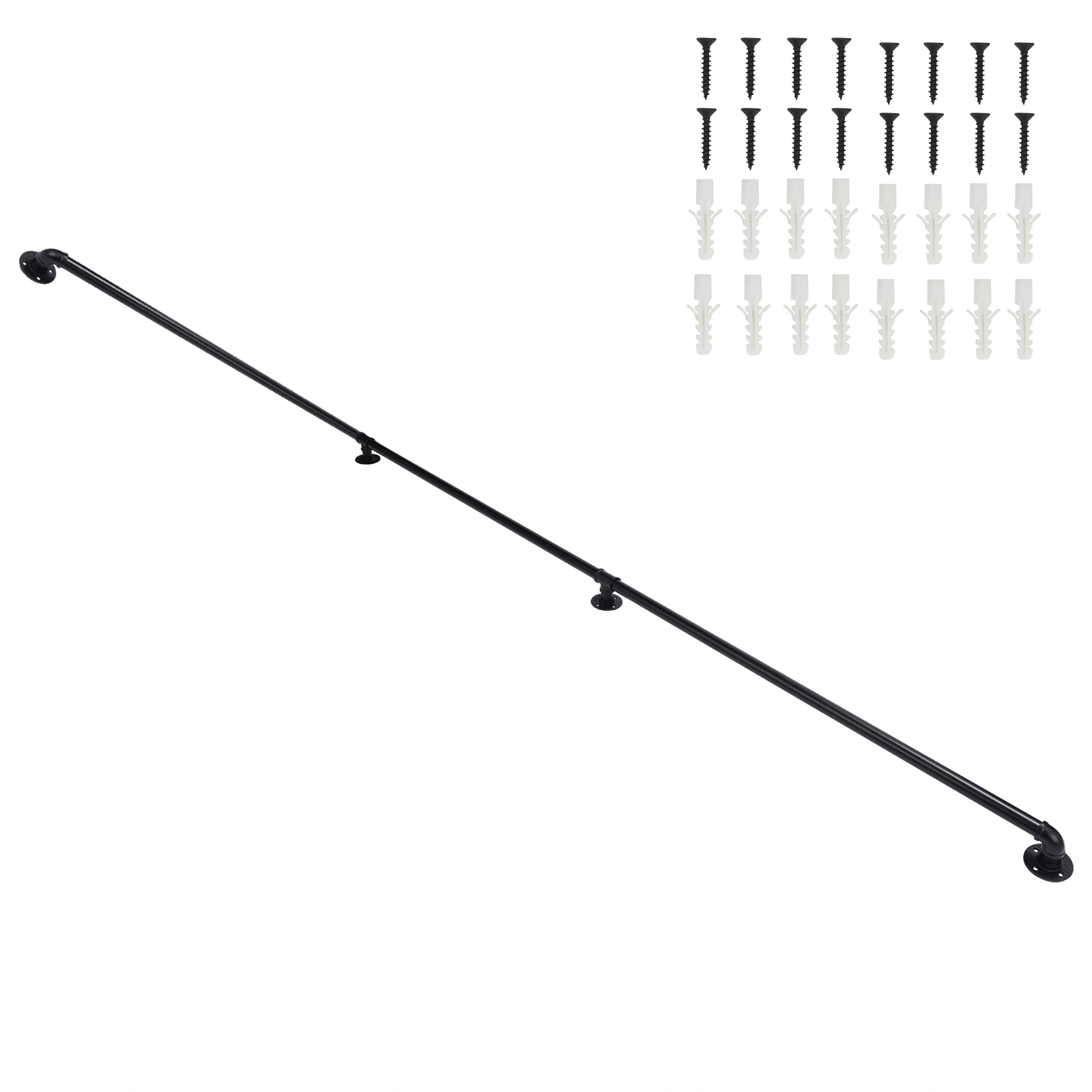 12FT three-section iron courtyard stair handrail black