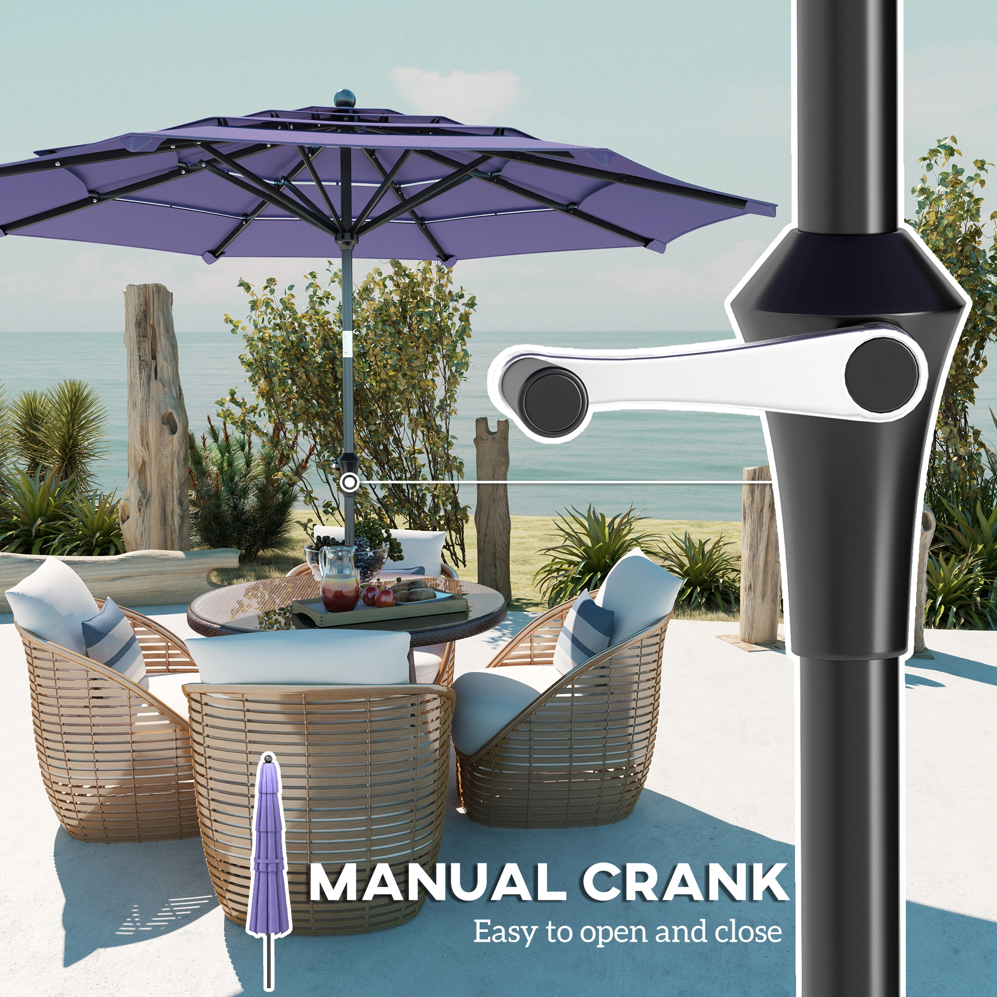 10FT Square Patio Umbrella, Commercial Outdoor Umbrella with Aluminum Frame, Wind Resistant for Restaurant