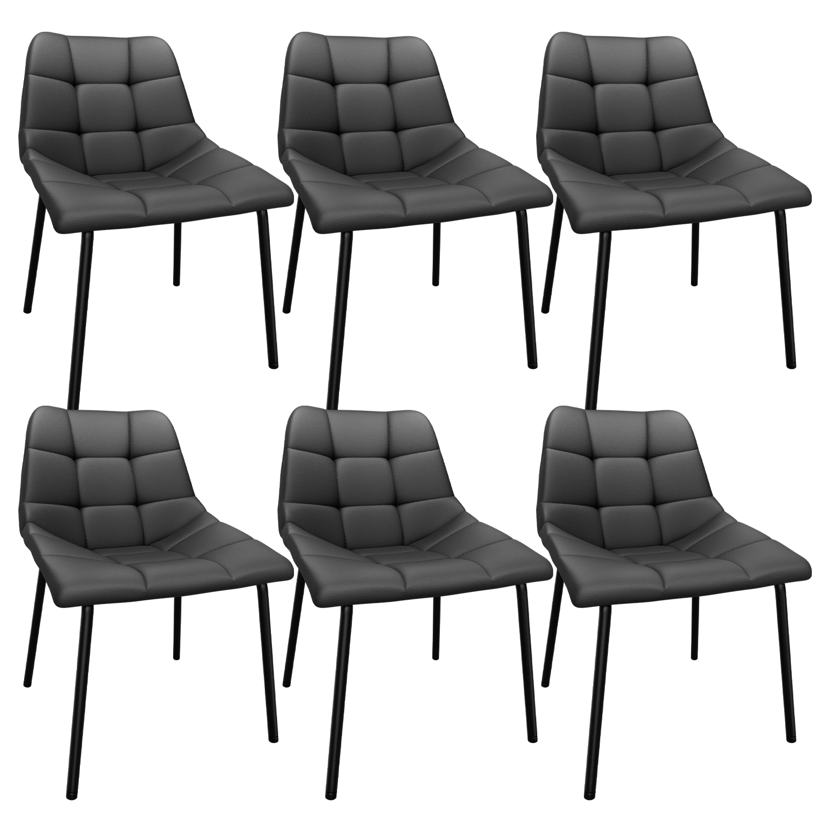 Modern Dining Chairs 2/4/6/8 Piece Set, High Back Faux Leather Padded Kitchen Stools, Metal Legs Dining Room Chair for Living Room Table, Black