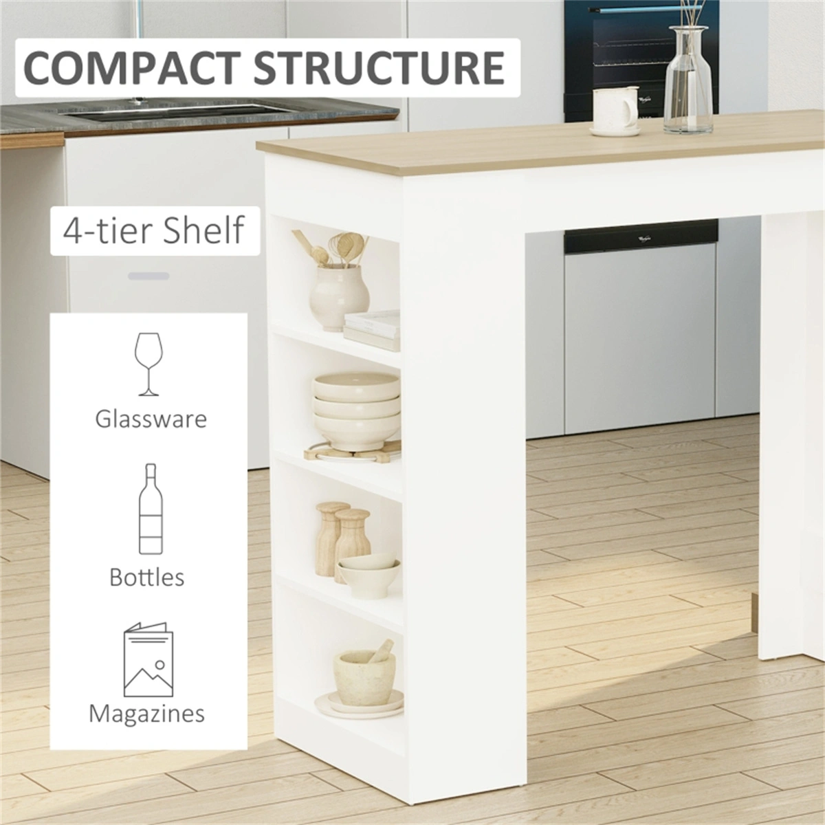 Industrial Coffee Table Bar Table Metal Frame with Wooden Top Heavy Duty Multi-Functional Table for Home Office view 3