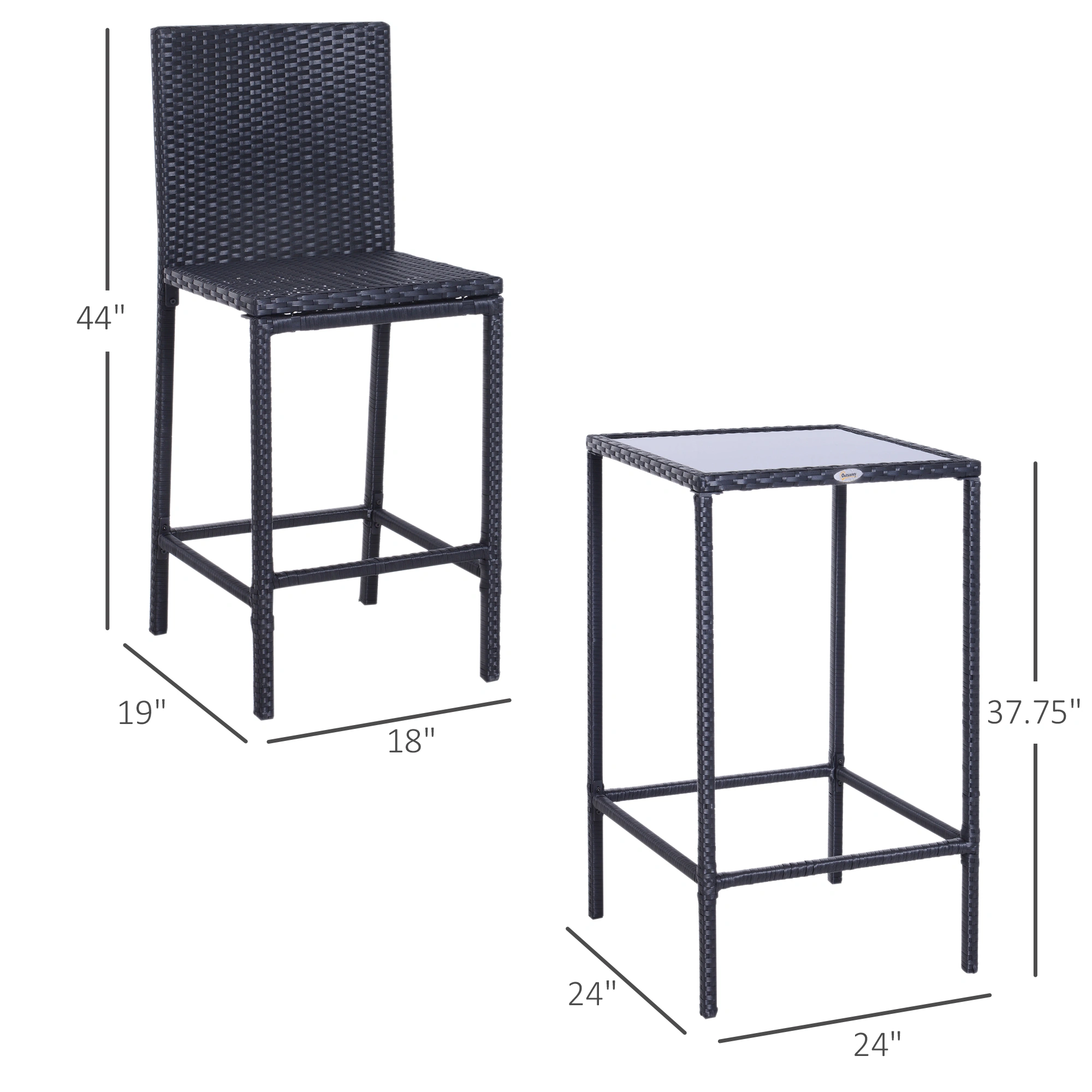 Tavern Table and Chair Set, Bar Height Pub Table and Stools, Metal Wood Dining Set for Kitchen Home Bar, Dining Room view 2