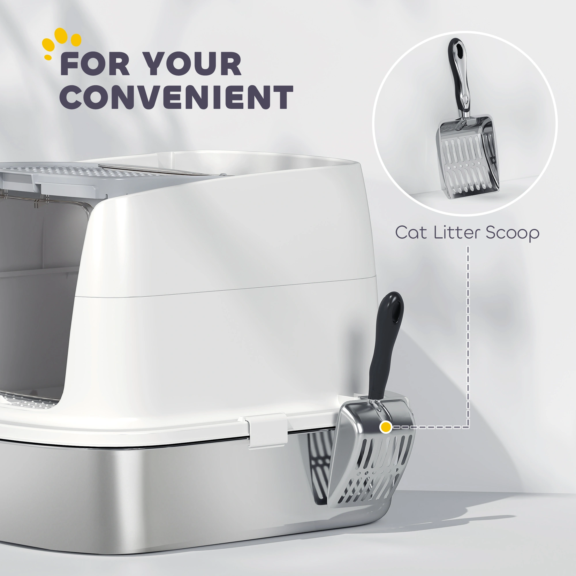 Self-Cleaning Automatic Cat Litter Box with Odor Control Sensor, App Control, White view 2