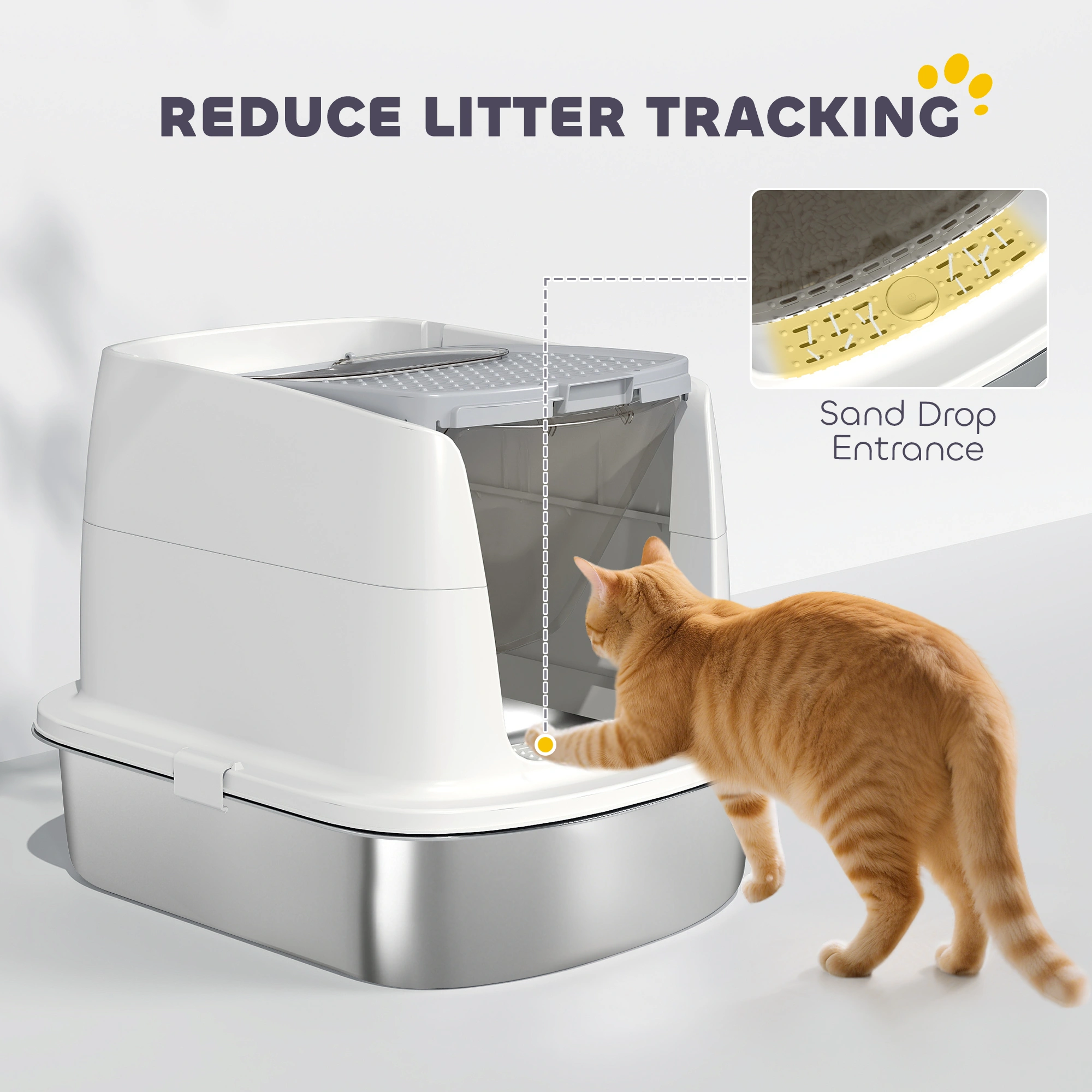 Self-Cleaning Automatic Cat Litter Box with Odor Control Sensor, App Control, White view 5
