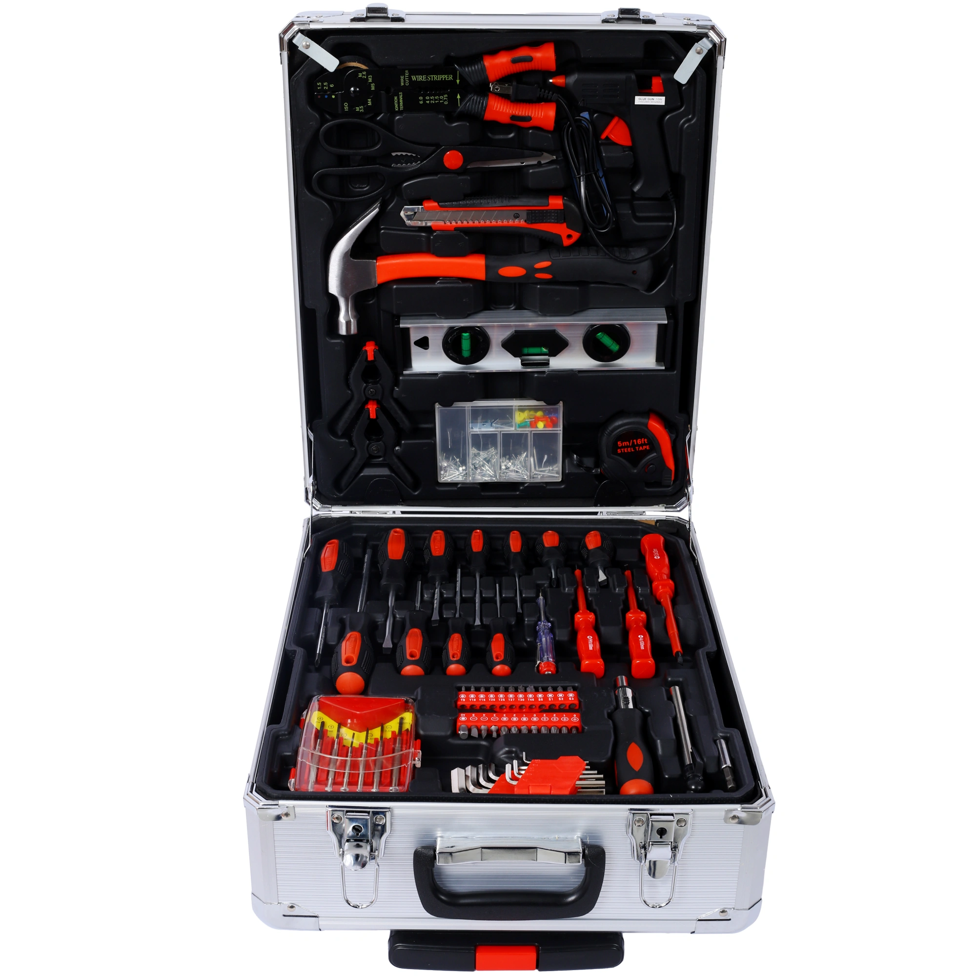 899pc Rolling Tool Set Kit, 4-Drawer Toolbox Storage Case, Home Repair Hand Tools for Garden Maintenance, Household Handyman Set, Silver view 3