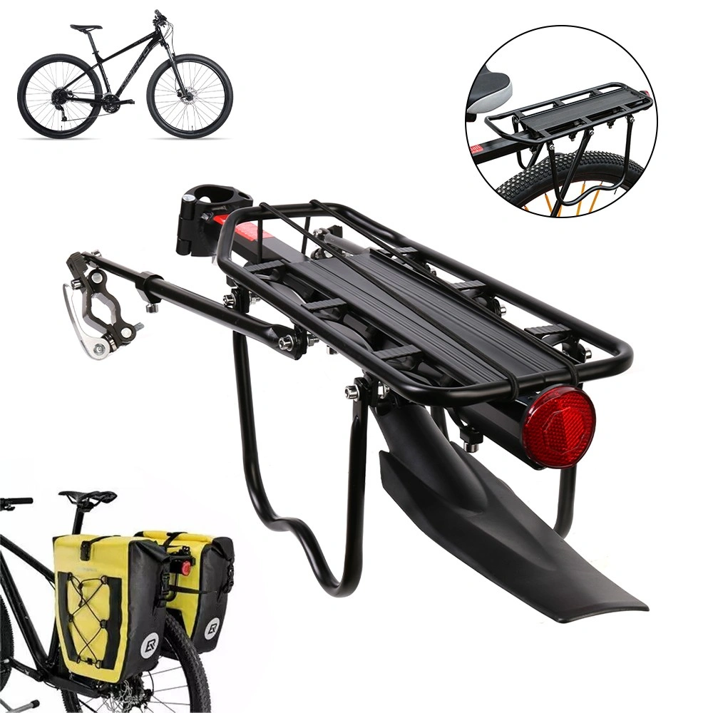 Aluminum Alloy Rear Pannier Rack & Carrier with Adjustable Fender for Mountain Road Bicycle