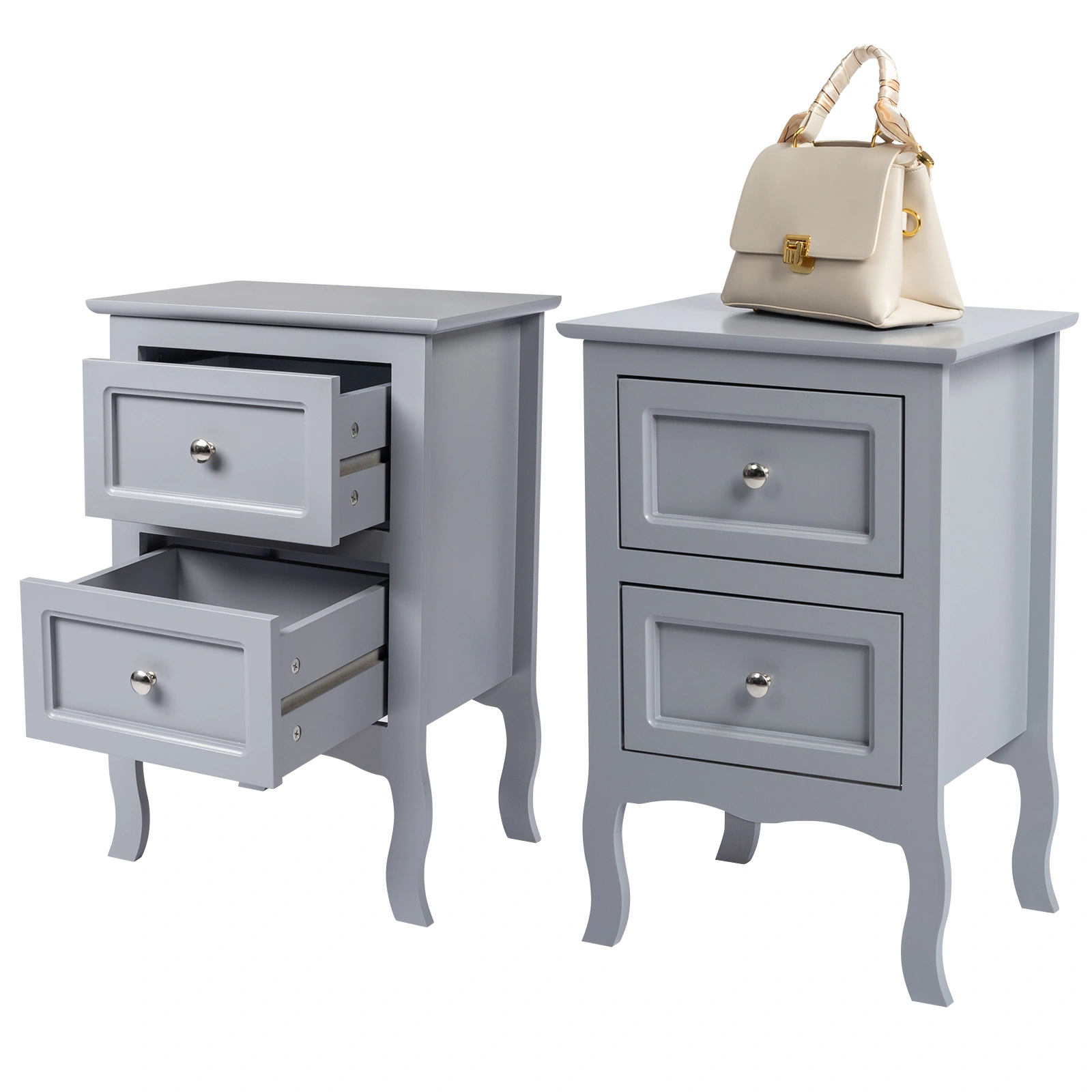 2pcs Country Style Two-Tier Night Tables Large Size Grace view 13