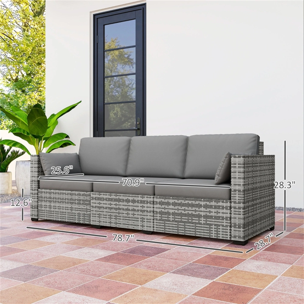 Rattan Three-Seat Sofa view 3