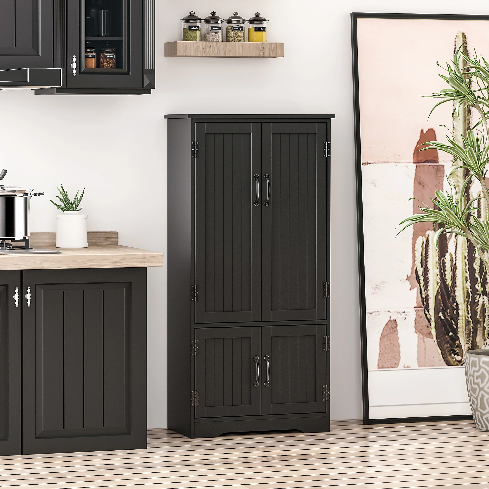 Freestanding Kitchen Storage Cabinet with Shelves, 3-Tier Pantry Organizer for Dishes, Cookware & Grocery Items - Space-Saving Home Solution view 2