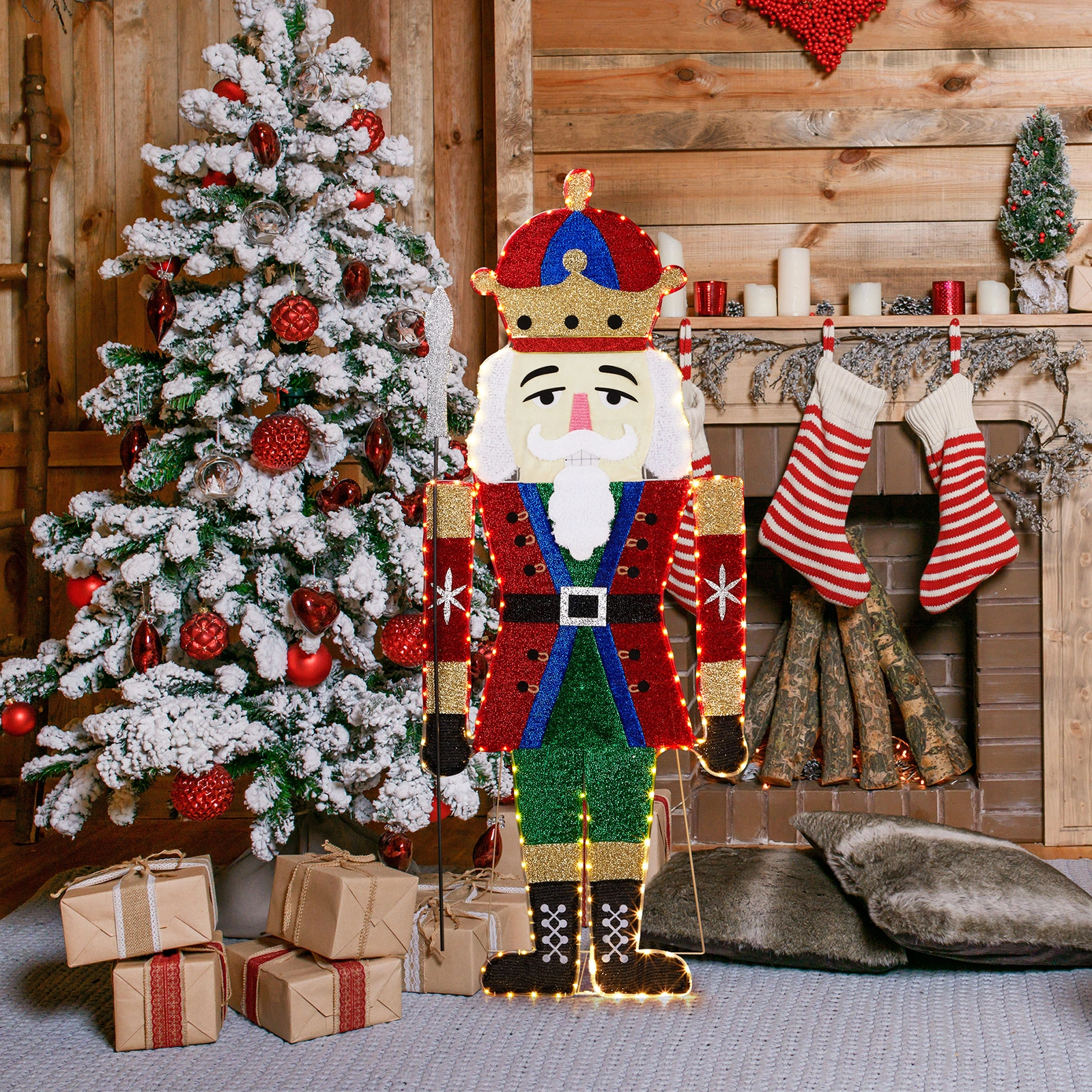 Lighted Nutcracker Christmas Yard Decorations, Pre-lit 2D Nutcracker Soldier with 162 LED Warm White Lights and Stakes for Xmas Outdoor Holiday Indoor Decor Lighted Holiday Displays view 13