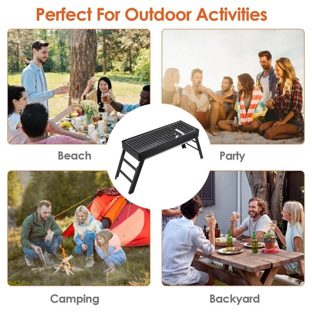 Portable Folding Charcoal BBQ Grill - Picnic Travel Camping Outdoor Barbecue view 4